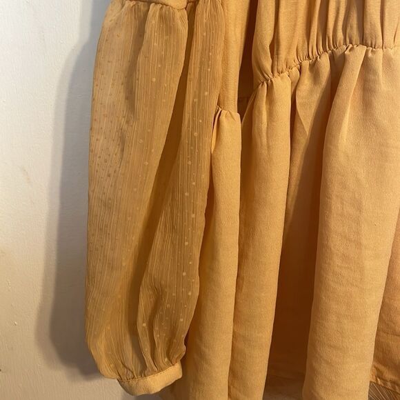 Free People The Soul Serene Peasant Blouse Yellow - Picture 7 of 9